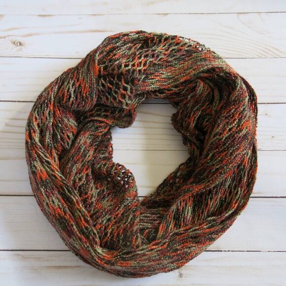 INFINITY SCARVES Bundle of 3 Paisley/Metallic Threads/Open Knit Multi Color Fall - Picture 2 of 4